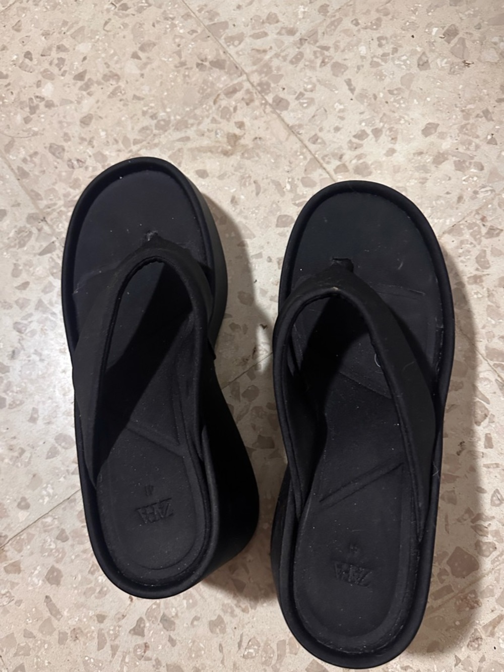 Zara Black Platform Wedge Sandals